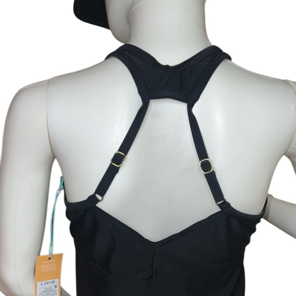 Kona Sol Tankini Elegant Black Swimwear Size 12-14 (L) Adjustable Straps - Picture 12 of 14